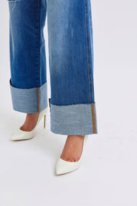 Judy Blue Distressed High Waist Wide-Leg Jeans