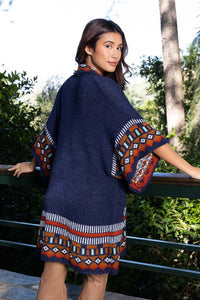 Kachina Patterned Knitted Cardigan Style Kimono