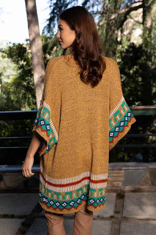 Kachina Patterned Knitted Cardigan Style Kimono