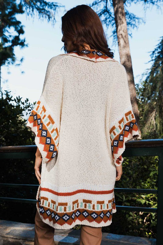 Kachina Patterned Knitted Cardigan Style Kimono