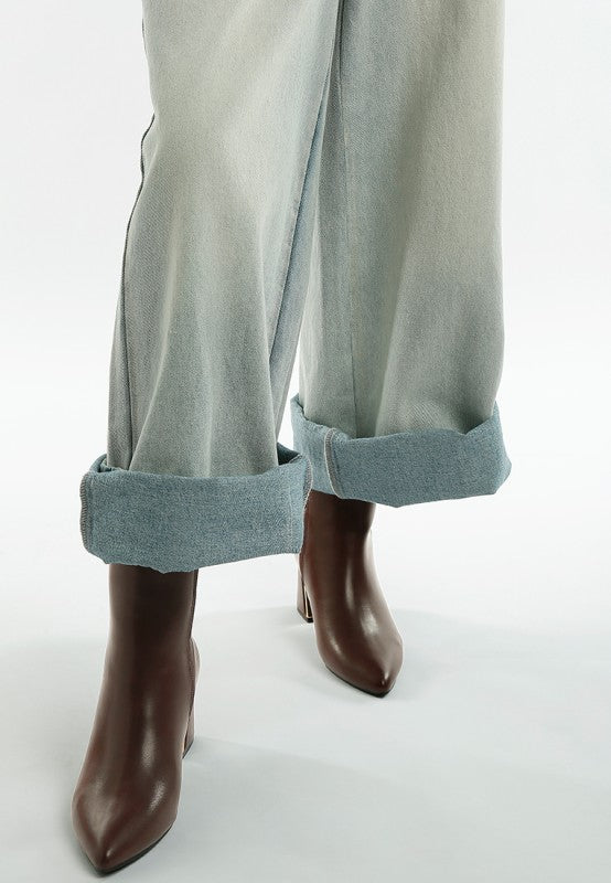 Kaira Metallic Accent Heel High Ankle Boots