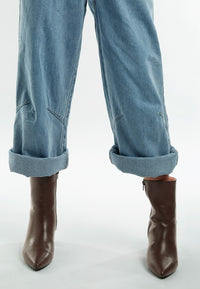 Kaira Metallic Accent Heel High Ankle Boots