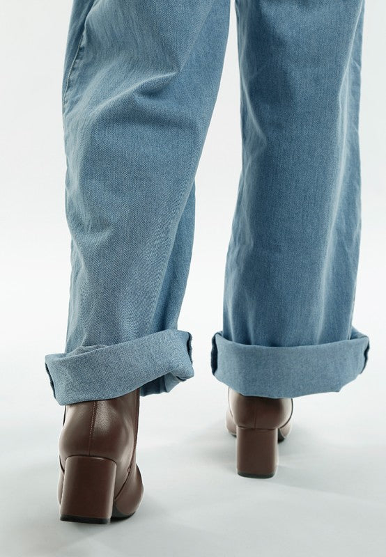 Kaira Metallic Accent Heel High Ankle Boots