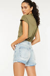 Kancan High Rise Raw Hem Denim Shorts-Reef Love