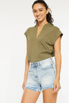 Kancan High Rise Raw Hem Denim Shorts-Reef Love