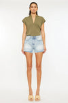 Kancan High Rise Raw Hem Denim Shorts-Reef Love