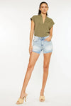 Kancan High Rise Raw Hem Denim Shorts-Reef Love