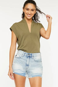 Kancan High Rise Raw Hem Denim Shorts-Reef Love