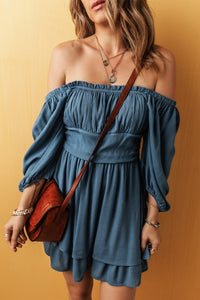 Katalina Frilled Layered Ruched Mini Dress- Boho Chic Styles by Reef Love