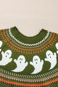 Celebrate spooky season in style with the Ghost Pattern Sweater. Cozy knit, ghost polka dots, perfect for fall & Halloween.