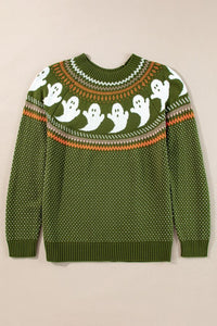 Celebrate spooky season in style with the Ghost Pattern Sweater. Cozy knit, ghost polka dots, perfect for fall & Halloween.