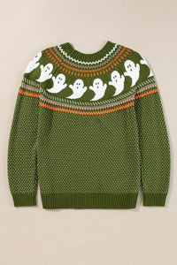 Celebrate spooky season in style with the Ghost Pattern Sweater. Cozy knit, ghost polka dots, perfect for fall & Halloween.