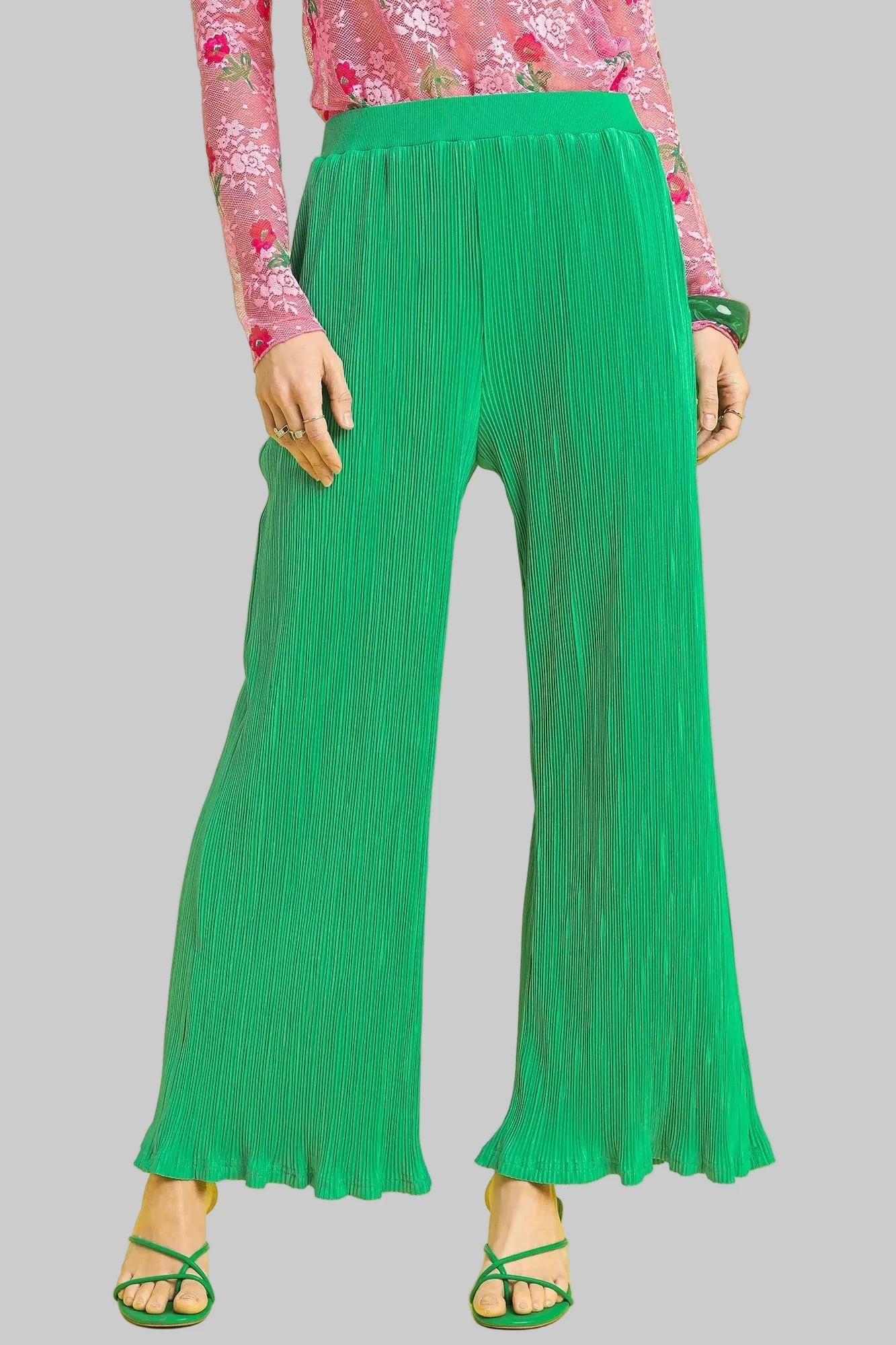 Kelly Wide Leg Textured Pants-Kelly Wide Leg Textured Pants. These stunning wide leg pants feature a vibrant green color with elegant texture throughout. Made from lightweight breathable fabric.-Reef Love