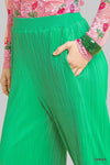 Kelly Wide Leg Textured Pants-Kelly Wide Leg Textured Pants. These stunning wide leg pants feature a vibrant green color with elegant texture throughout. Made from lightweight breathable fabric.-Reef Love