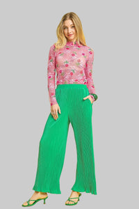 Kelly Wide Leg Textured Pants-Kelly Wide Leg Textured Pants. These stunning wide leg pants feature a vibrant green color with elegant texture throughout. Made from lightweight breathable fabric.-Reef Love
