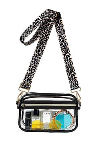See-through and Clear -Kendall Leopard Stadium Camera Crossbody-Reef Love