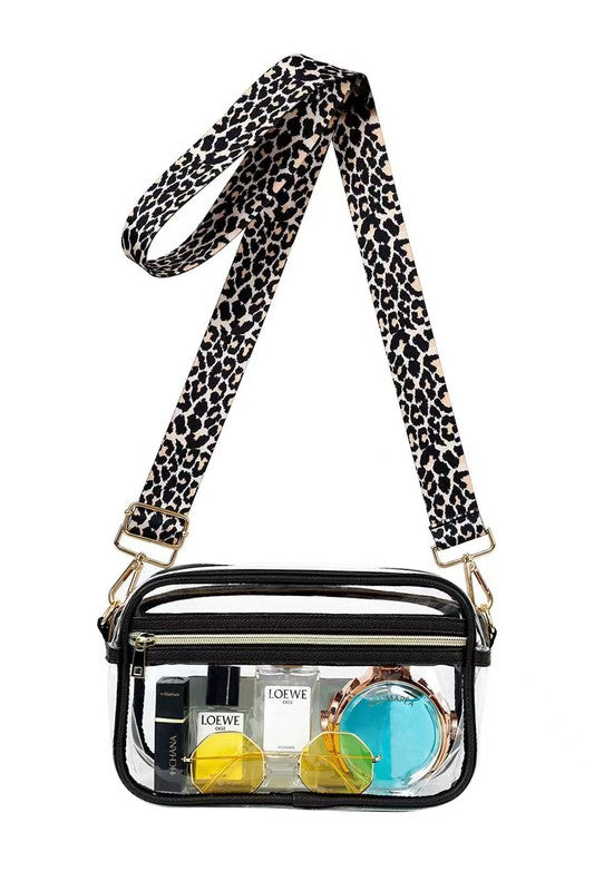 See-through and Clear -Kendall Leopard Stadium Camera Crossbody-Reef Love