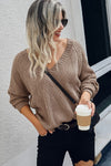 V Neck Cross Long Sleeves Sweater