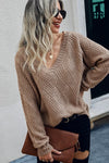 V Neck Cross Long Sleeves Sweater