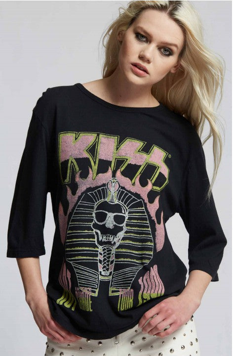 Kiss Hot in the Shade Tour 3/4 Sleeve Tee-Reef Love