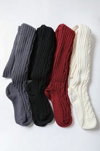Knee High Cable Knit Socks-Knee High Cable Knit Socks for cozy lounging. One Size, Cable Knit, Regular Knee High, multiple color options.