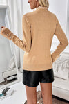 Lace Cuff Button Detail Knit Sweater