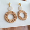 Shop Lana Earrings - Dark Rattan-Dark rattan and gold-accent statement earrings with lightweight acrylic and hypoallergenic posts. Resort-chic style perfect for summer, travel, and everyday glam.-available at Reef Love online boho-chic boutique