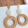 Shop Lana Earrings - Dark Rattan-Dark rattan and gold-accent statement earrings with lightweight acrylic and hypoallergenic posts. Resort-chic style perfect for summer, travel, and everyday glam.-available at Reef Love online boho-chic boutique