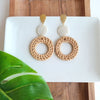 Shop Lana Earrings - Dark Rattan-Dark rattan and gold-accent statement earrings with lightweight acrylic and hypoallergenic posts. Resort-chic style perfect for summer, travel, and everyday glam.-available at Reef Love online boho-chic boutique