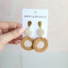 Shop Lana Earrings - Dark Rattan-Dark rattan and gold-accent statement earrings with lightweight acrylic and hypoallergenic posts. Resort-chic style perfect for summer, travel, and everyday glam.-available at Reef Love online boho-chic boutique