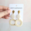 Shop Lana Earrings- Light Rattan-Light rattan statement earrings with gold accents and hypoallergenic posts. Lightweight, resort-chic style perfect for warm-weather outfits and everyday glam.-available at Reef Love online boho-chic boutique