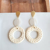 Shop Lana Earrings- Light Rattan-Light rattan statement earrings with gold accents and hypoallergenic posts. Lightweight, resort-chic style perfect for warm-weather outfits and everyday glam.-available at Reef Love online boho-chic boutique