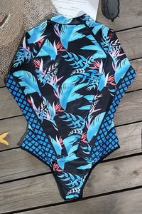 Leaf Printed Long Sleeve Half Zip UPF 50 Rash Guard- Boho Chic Styles by Reef Love