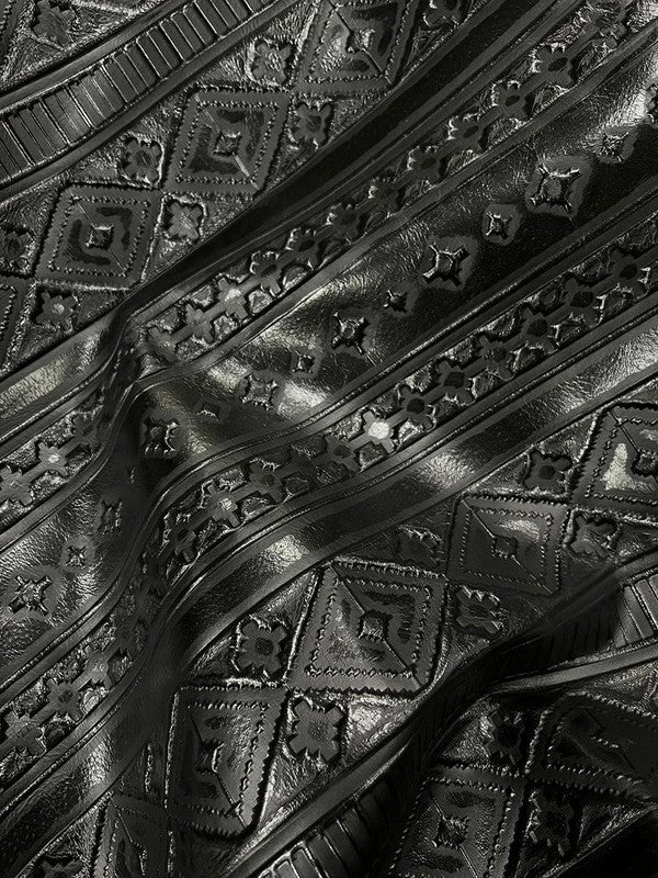 Leather Oval Earrings Black Navajo-Reef Love