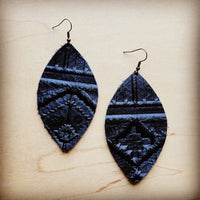 Leather Oval Earrings Black Navajo-Reef Love