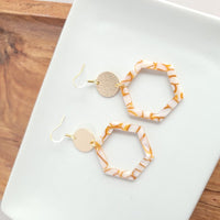 Lennox Earrings - Pumpkin Spice-Lennox Earrings - Pumpkin Spice. cut-out hexagon charms paired perfectly with gold accents. 18k gold-plated hypoallergenic, rust-free, stainless steel hooks.