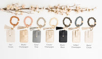 Leopard Beaded Key Ring Wallet Bracelet-Leopard beaded key ring bracelet with wallet, tassel, and card slots. Hands-free style for errands, travel, and everyday essentials.-Reef Love