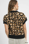 Leopard Button Down Short Sleeve Cardigan-Leopard print button-down short sleeve cardigan in soft knit fabric. A versatile layering piece for effortless boho-chic women’s fashion.-Reef Love