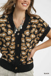 Leopard Button Down Short Sleeve Cardigan-Leopard print button-down short sleeve cardigan in soft knit fabric. A versatile layering piece for effortless boho-chic women’s fashion.-Reef Love