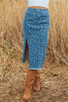 Leopard Denim Frayed Hem Midi Skirt- Boho Chic Styles by Reef Love