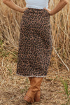 Leopard Denim Frayed Hem Midi Skirt- Boho Chic Styles by Reef Love