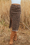 Leopard Denim Frayed Hem Midi Skirt- Boho Chic Styles by Reef Love