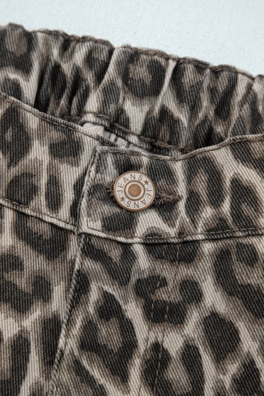 Leopard Denim Straight Leg Loose Fit Ankle Jeans- Boho Chic Styles by Reef Love