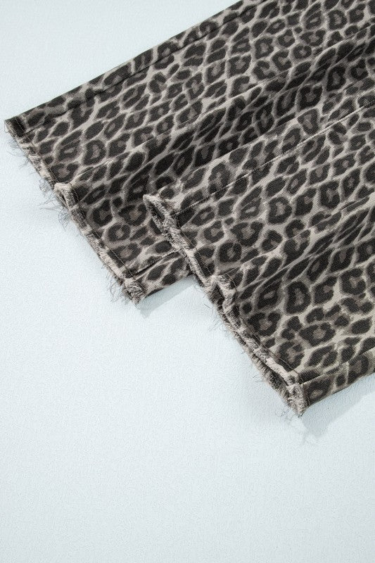 Leopard Denim Straight Leg Loose Fit Ankle Jeans- Boho Chic Styles by Reef Love