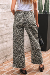 Leopard Denim Straight Leg Loose Fit Ankle Jeans- Boho Chic Styles by Reef Love