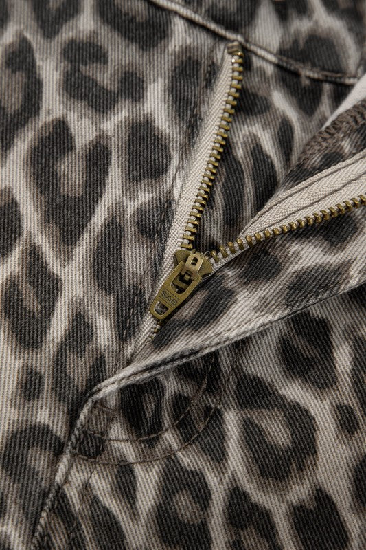 Leopard Denim Straight Leg Loose Fit Ankle Jeans- Boho Chic Styles by Reef Love