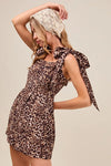 Leopard Flowy Woven Romper With Tie Straps-Effortless, Playful, & Perfectly Breezy. Bring energy to your summer wardrobe with the Leopard Flowy Romper with Tie Straps with all-over floral leopard print.-Reef Love Boho-Chic Boutique