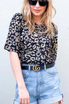 Leopard Foil Printed Half Sleeve Summer Sweater-Reef Love