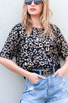 Leopard Foil Printed Half Sleeve Summer Sweater-Reef Love