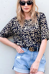 Leopard Foil Printed Half Sleeve Summer Sweater-Reef Love